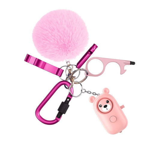 Keychain for Women,  Safety Keychain Set with Alarm 6 Pcs Keychain Accessories Keychain for Kids Girls Woman Pink